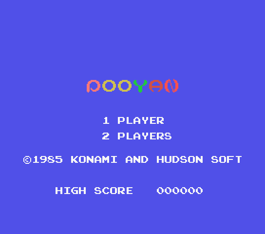 Pooyan title screen for MSX